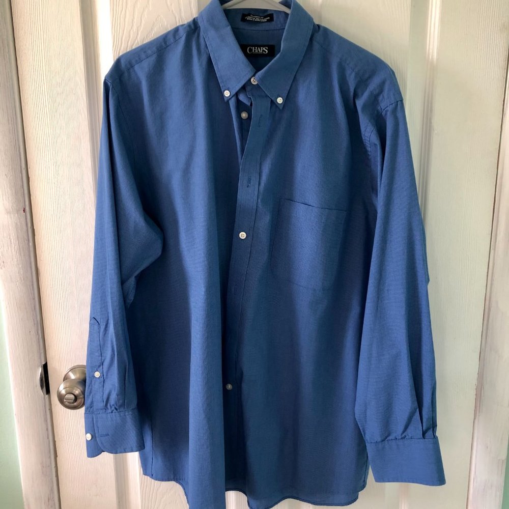 Chaps Men's Long Sleeve Blue Button Down Shirt
